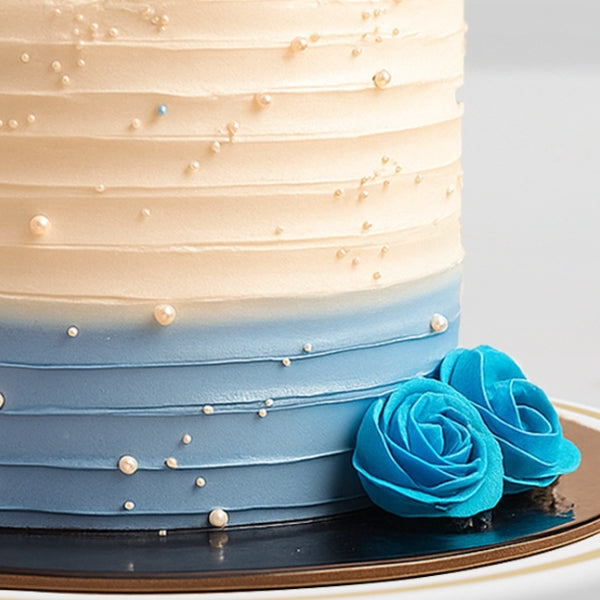 Birthday Blue Flower Cake