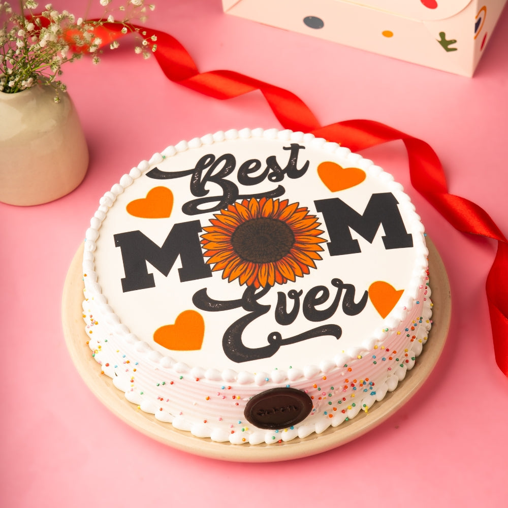 Best Mom Ever White Poster Cake - Online Order