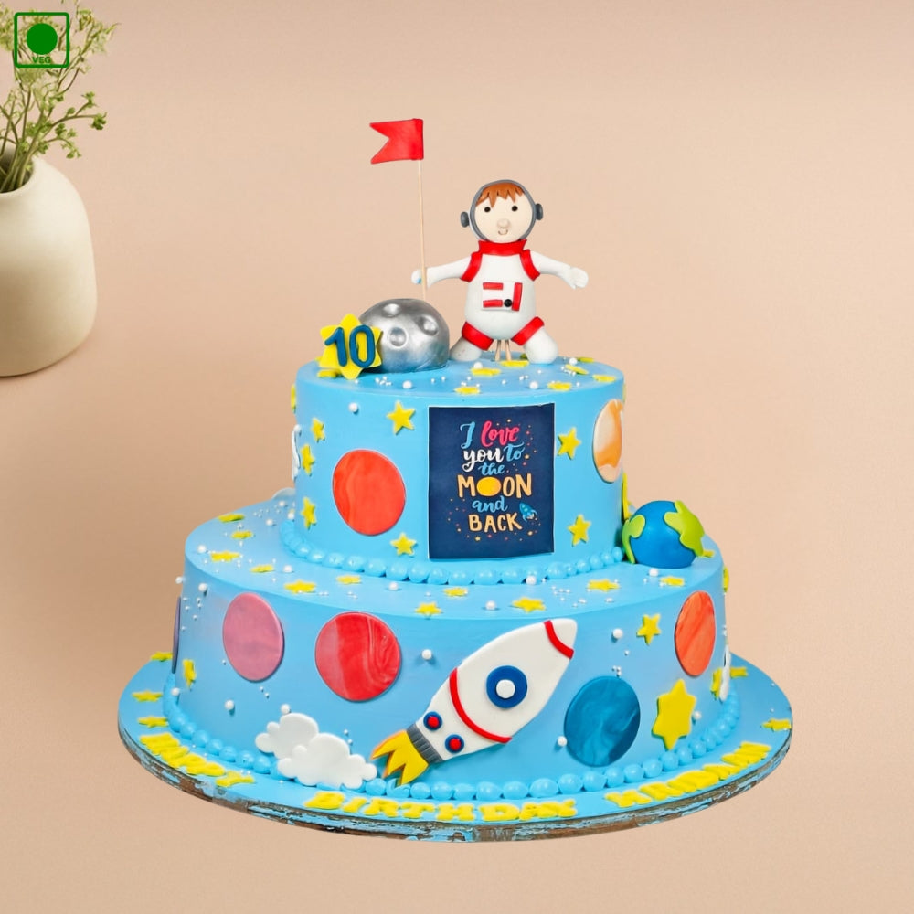 Astronaut Flag Space Theme Cake - Gurgaon & Delhi NCR | Cakofy