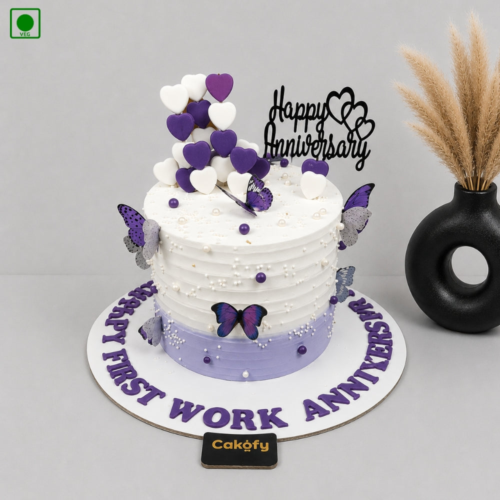 Blue Heart and Butterfly Anniversary Cake – Gurgaon, Delhi & Noida