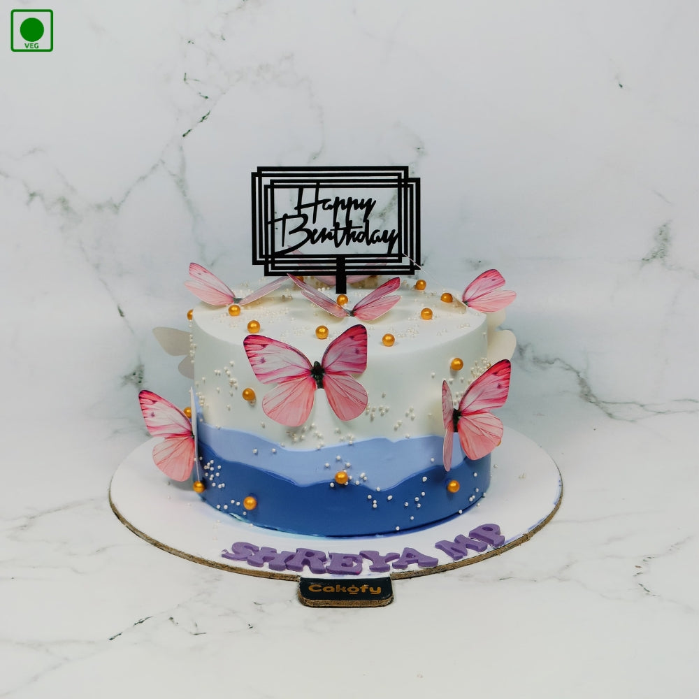 Butterfly Pearl Cake - Gurgaon & Delhi NCR | Cakofy