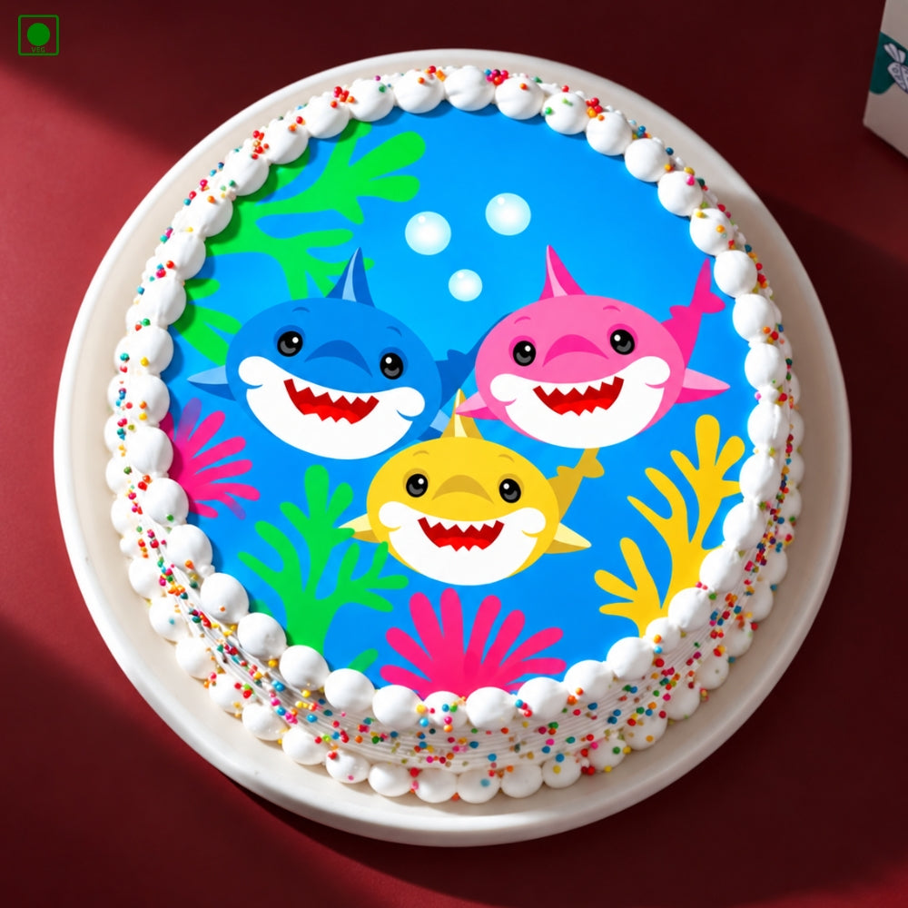 Colorful Baby Shark Poster Cake - Gurgaon, Delhi & Noida