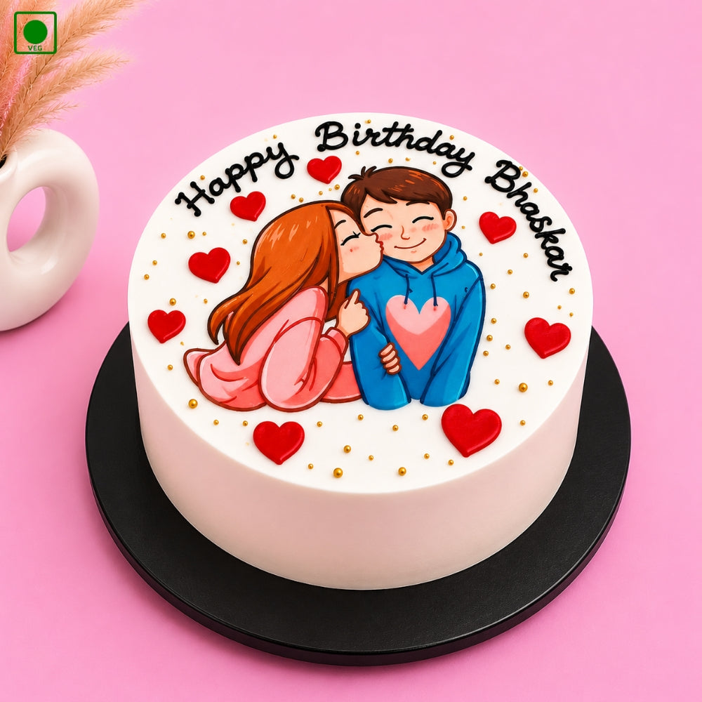 Cute Couple Kiss Cake - Gurgaon, Delhi & Noida
