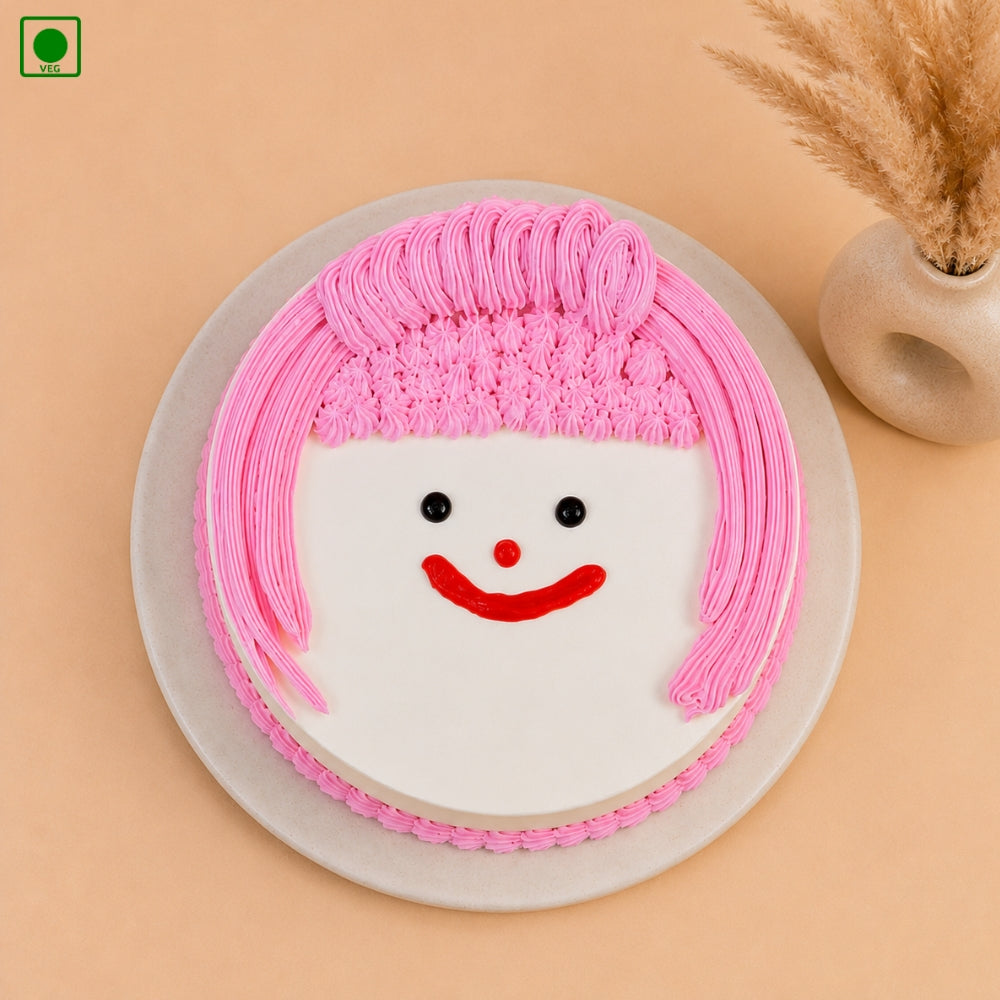 Cute Girl Pink Cake - Gurgaon, Delhi & Noida