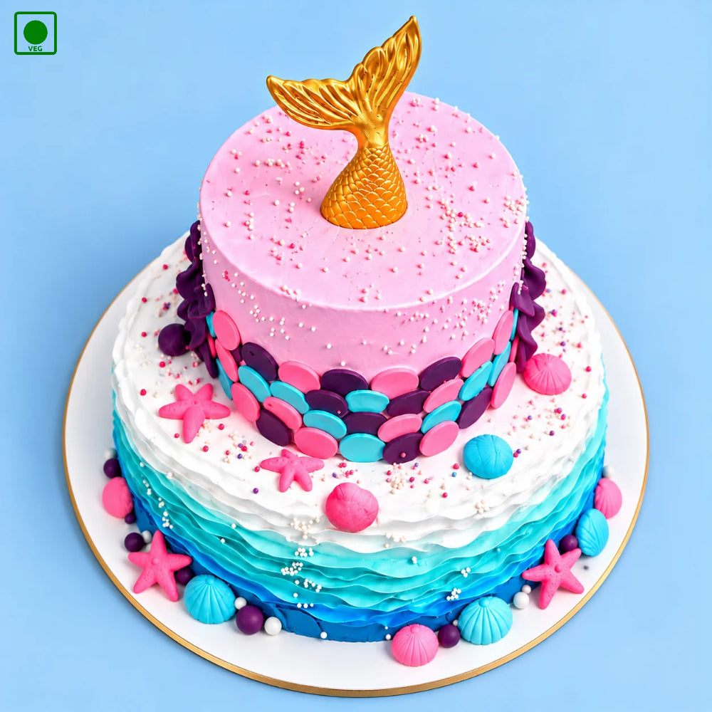 Golden Mermaid Theme Cake - Gurgaon, Delhi & Noida