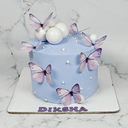 Light Blue Butterfly Designer Cake - Gurgaon & Delhi NCR | Cakofy