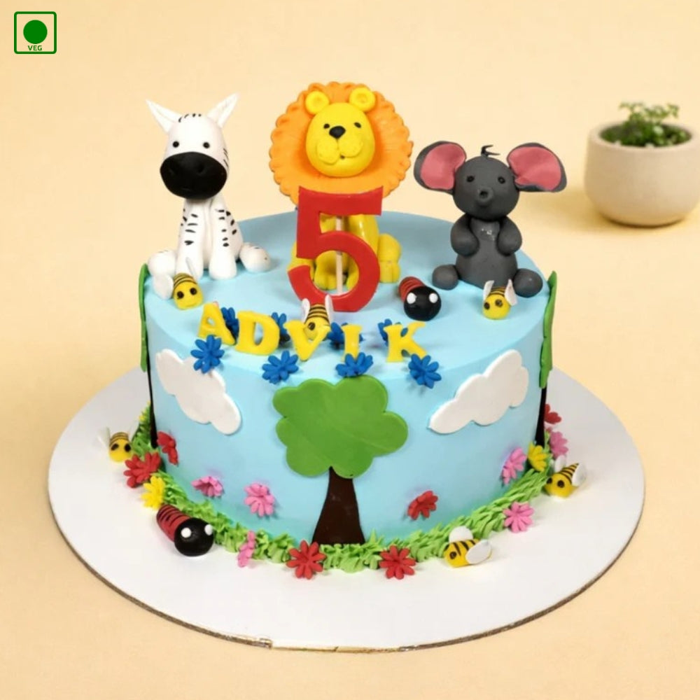 Lion & Elephant Theme Cake - Gurgaon & Delhi NCR | Cakofy
