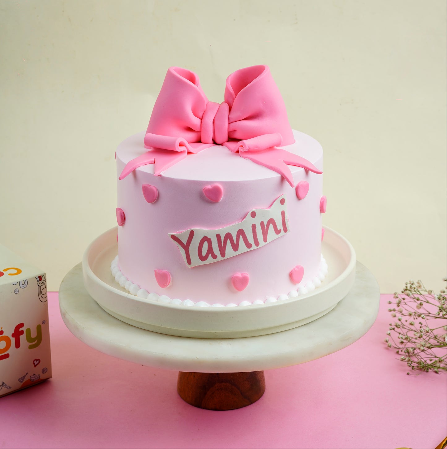 Pink Bow Heart Designer Love Cake - Gurgaon & Delhi NCR | Cakofy