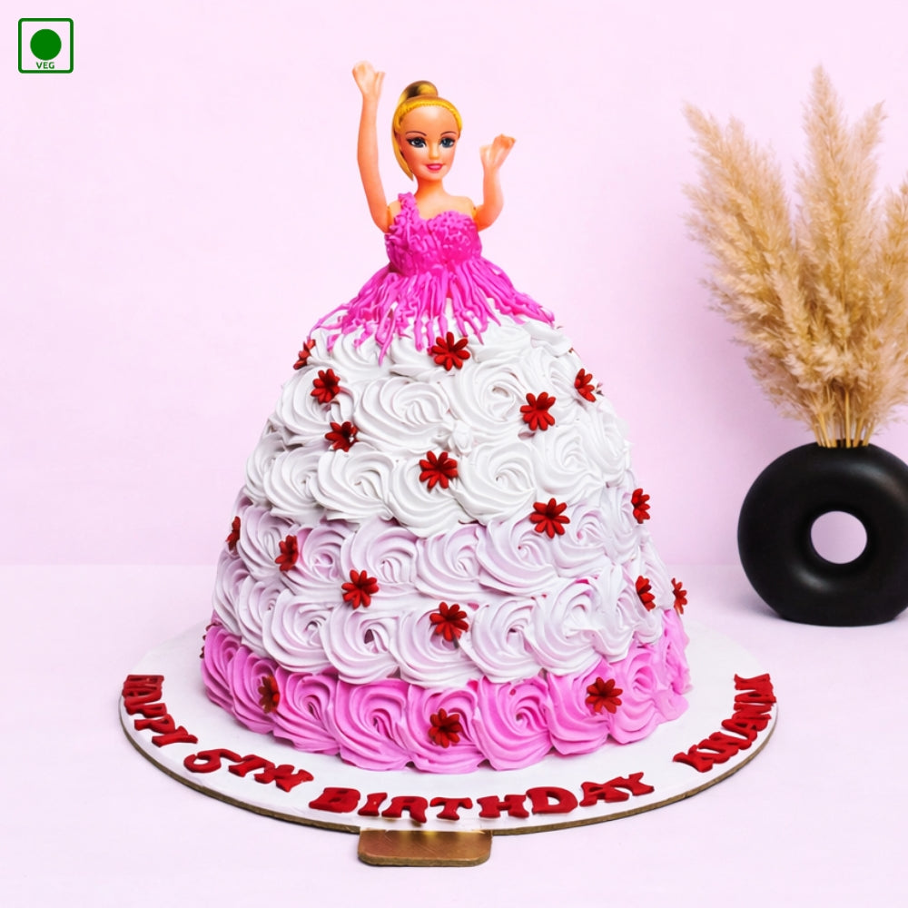 Pink Theme Doll Cake – Gurgaon & Delhi NCR | Cakofy