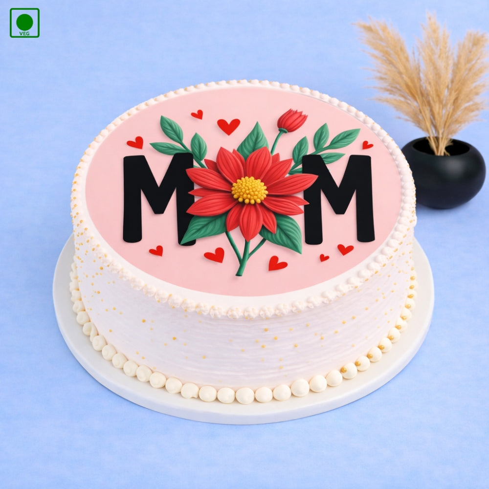 Red Flower Mom Cake - Gurgaon, Delhi & Noida