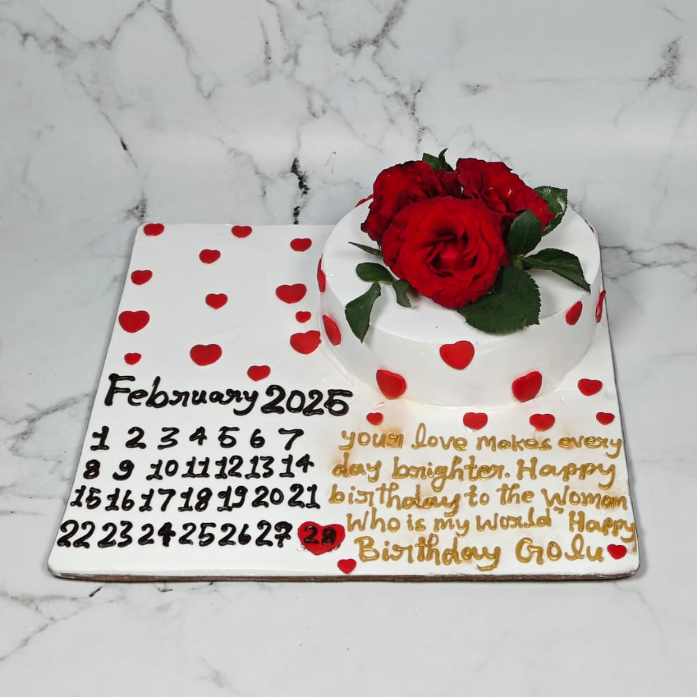 Red Rose Calendar Cake - Gurgaon & Delhi NCR | Cakofy