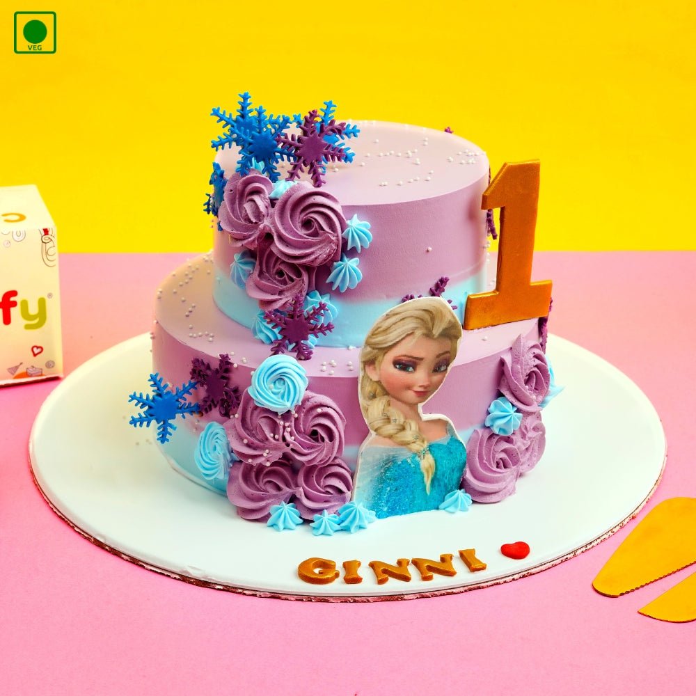 Snowflake Princess Theme Birthday Cake – Gurgaon, Delhi & Noida