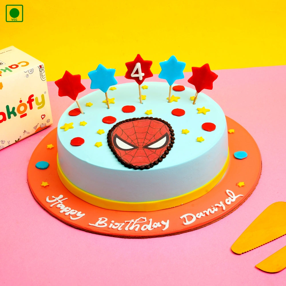 Spiderman Face Theme Cake