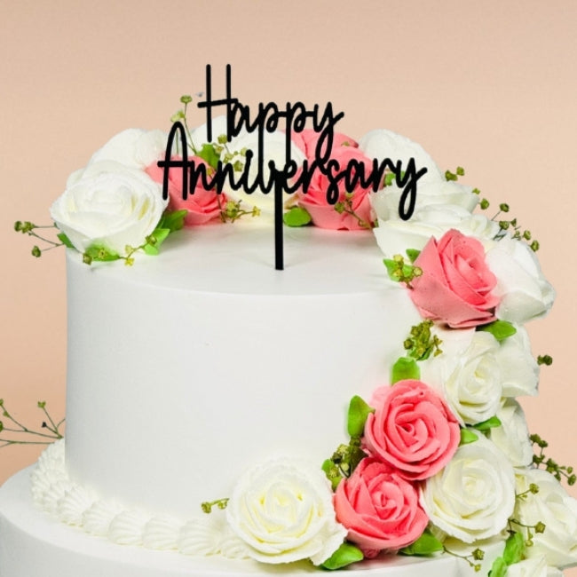 Colorful Cream Flower Anniversary Cake