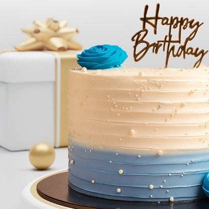 Birthday Blue Flower Cake