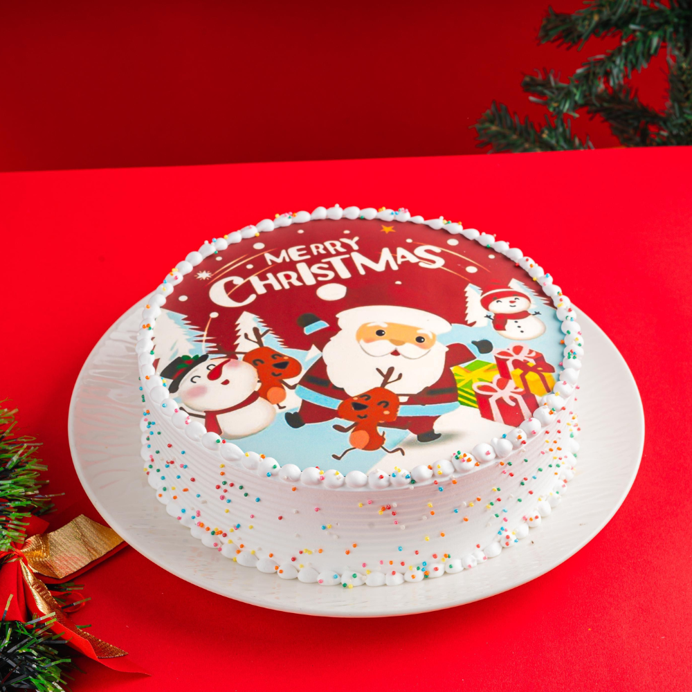 Merry Christmas Cake Red Poster