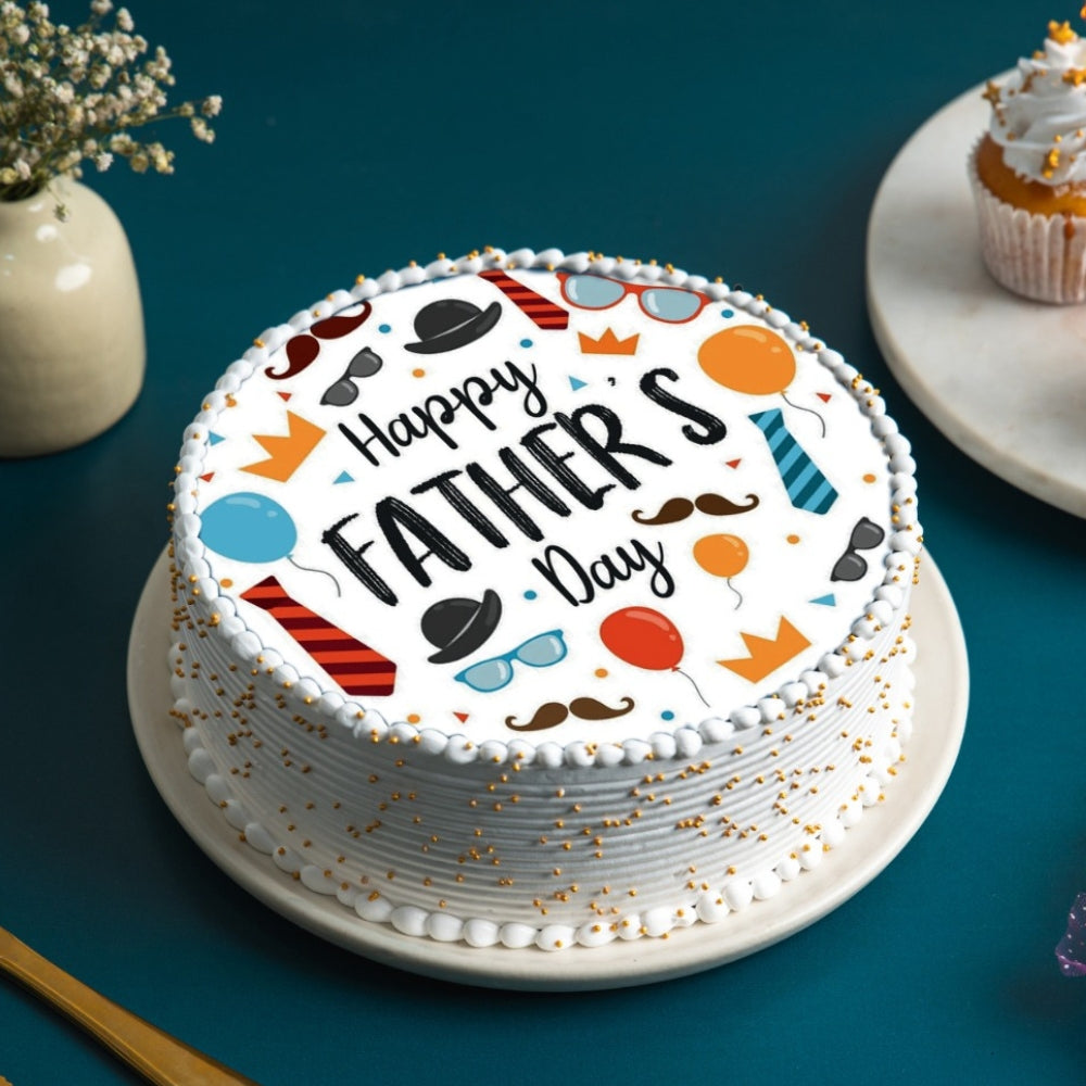 Happy Father's Day White Poster Cake