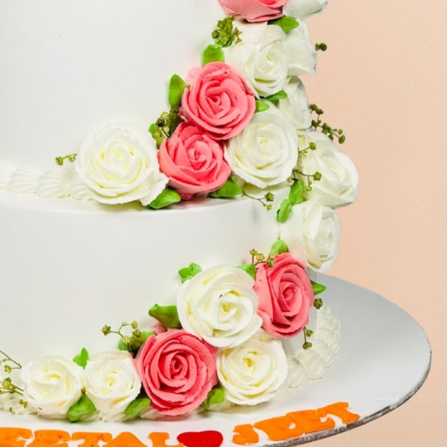 Colorful Cream Flower Anniversary Cake