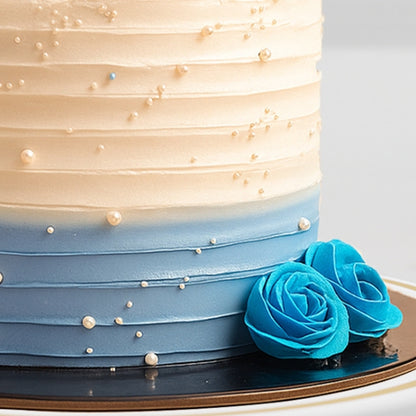 Birthday Blue Flower Cake