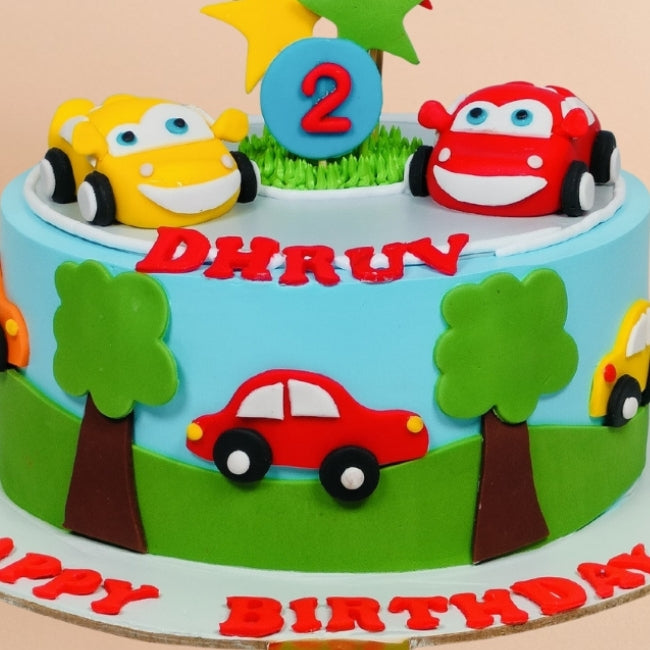 Tree & Car Theme Cake