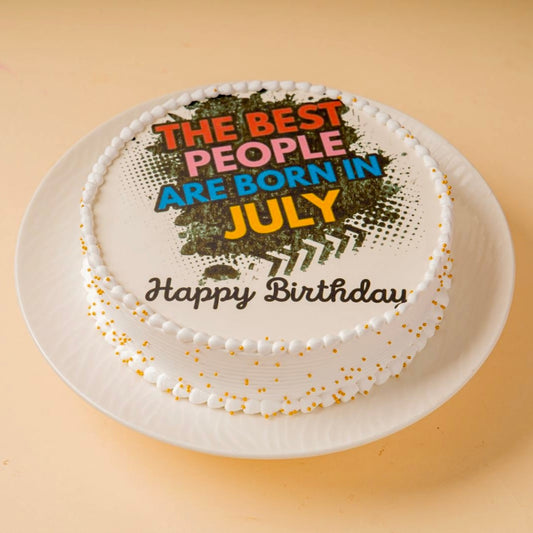 July Month White Poster Cake