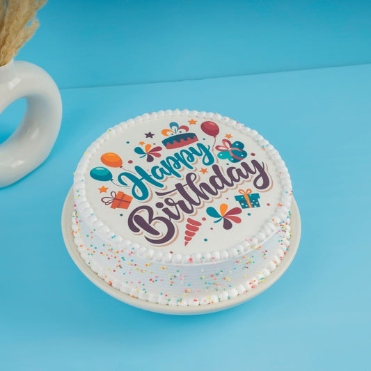 Birthday Blue Poster Cake