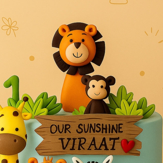 Lion Jungle Theme Cake