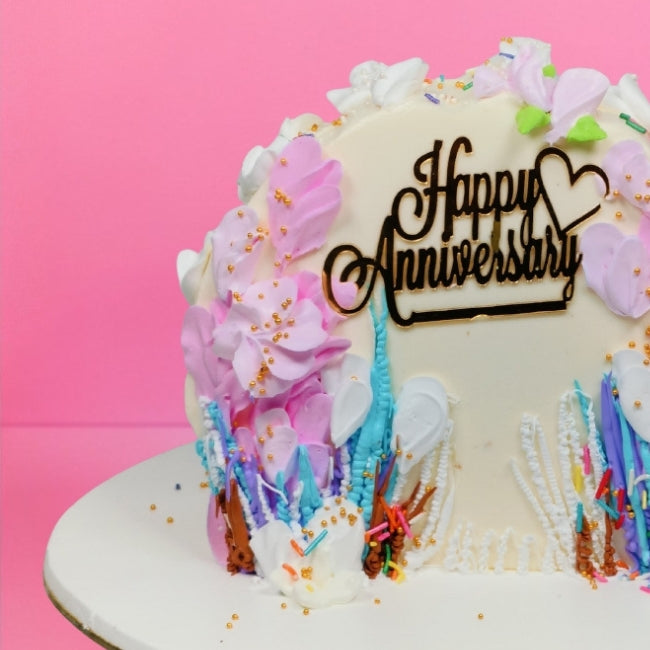 Upright Floral Anniversary Cake