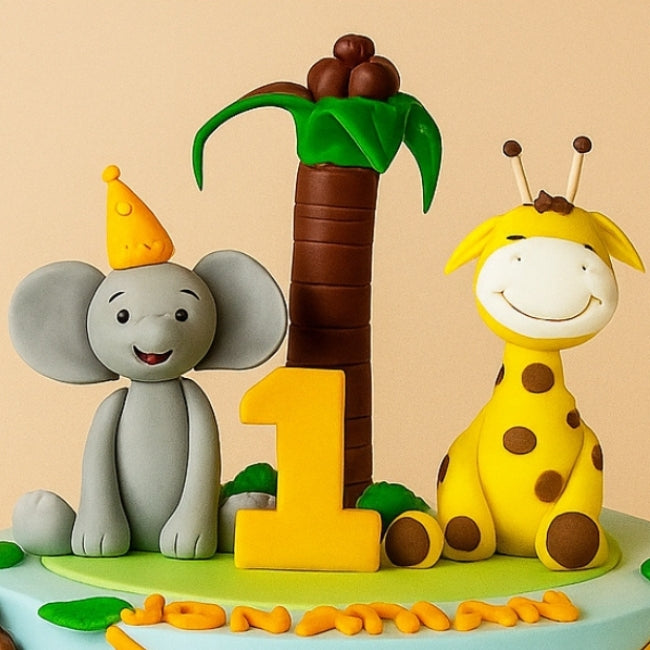 Animal Family Jungle Theme Cake