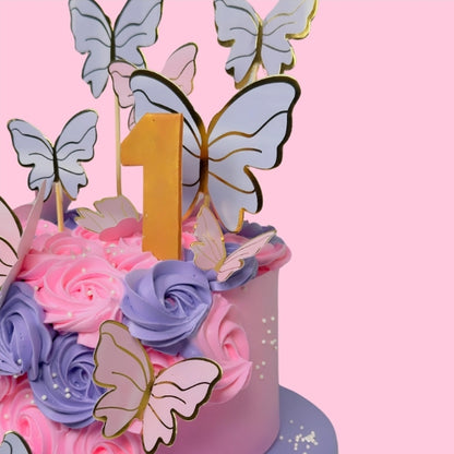 Pink & Blue Theme Butterfly Cake