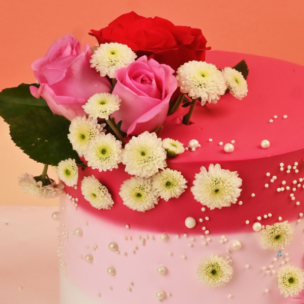 Pink Ombre Flower Cake