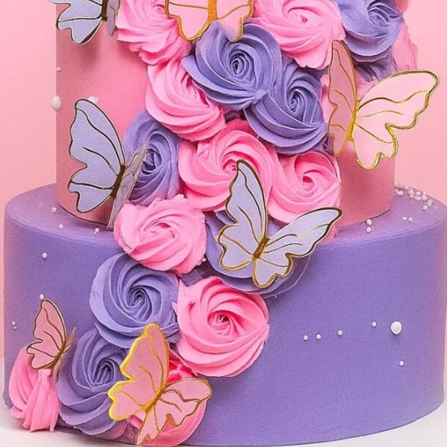 Pink & Blue Theme Butterfly Cake