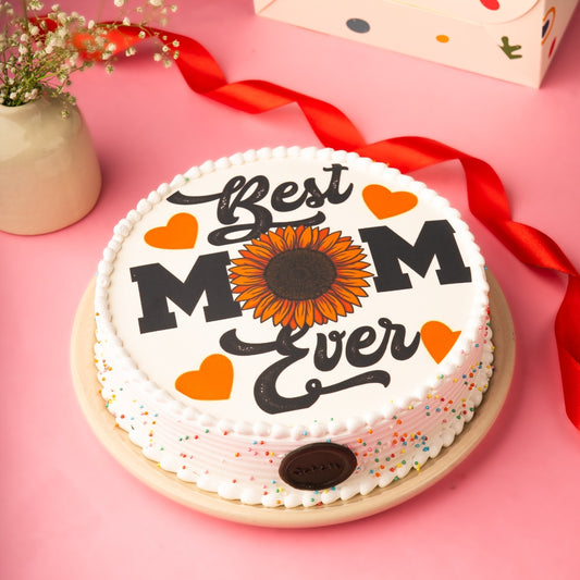 Best Mom Ever White Poster Cake