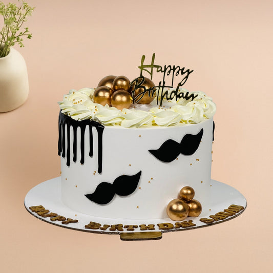 Moustache Theme Birthday Cake