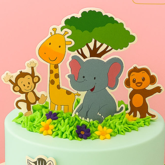 Animal Theme Edible Precut Cake