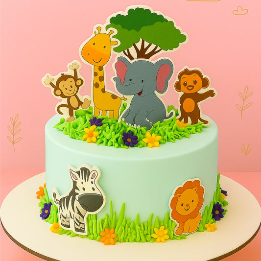 Animal Theme Edible Precut Cake
