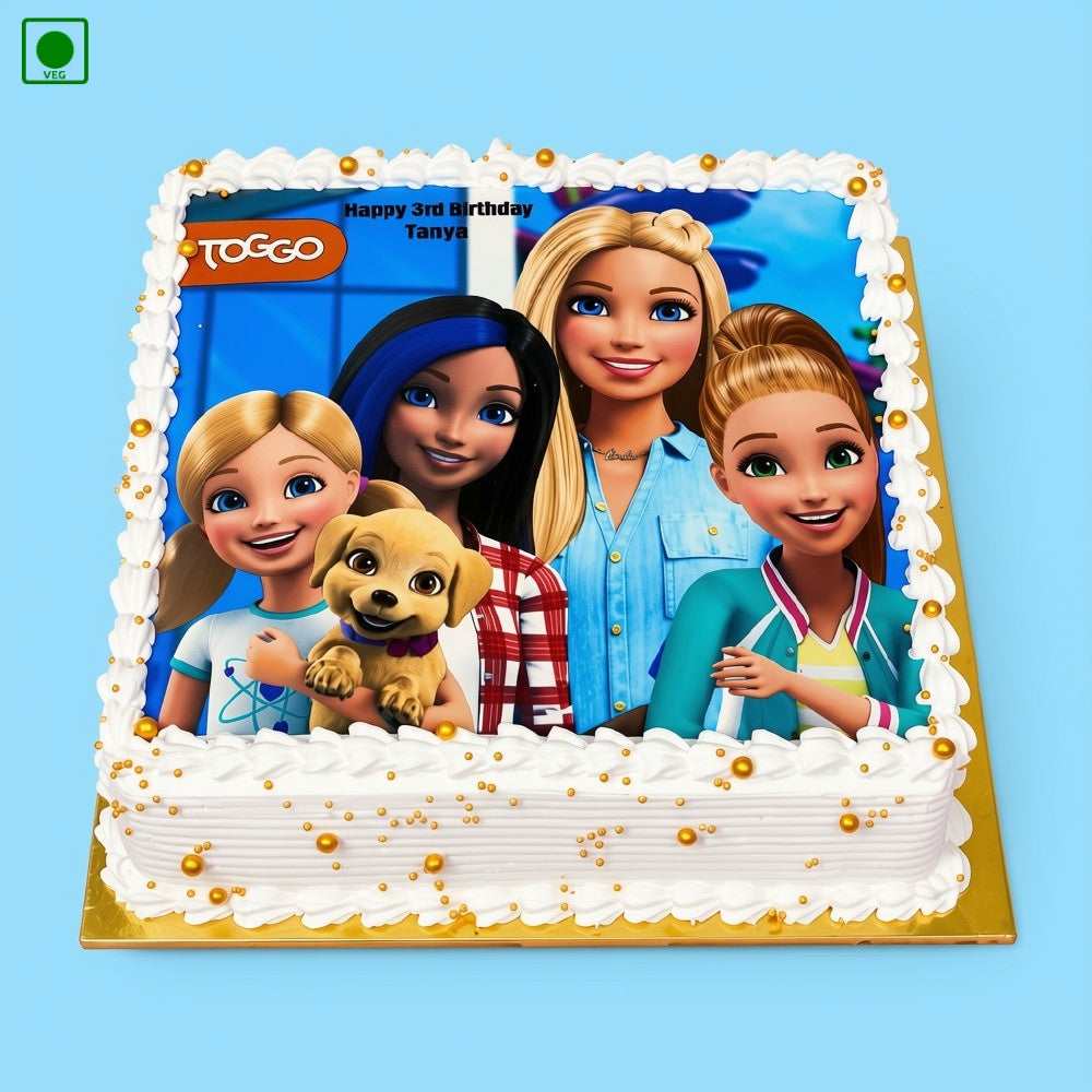 Barbie Family Square Poster Cake - Gurgaon, Delhi & Noida