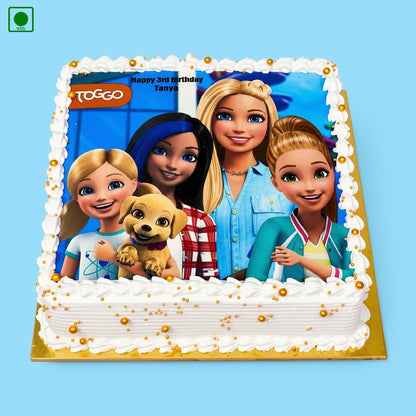 Barbie Family Square Poster Cake - Gurgaon, Delhi & Noida
