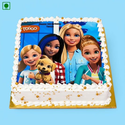 Barbie Family Square Poster Cake - Gurgaon, Delhi & Noida