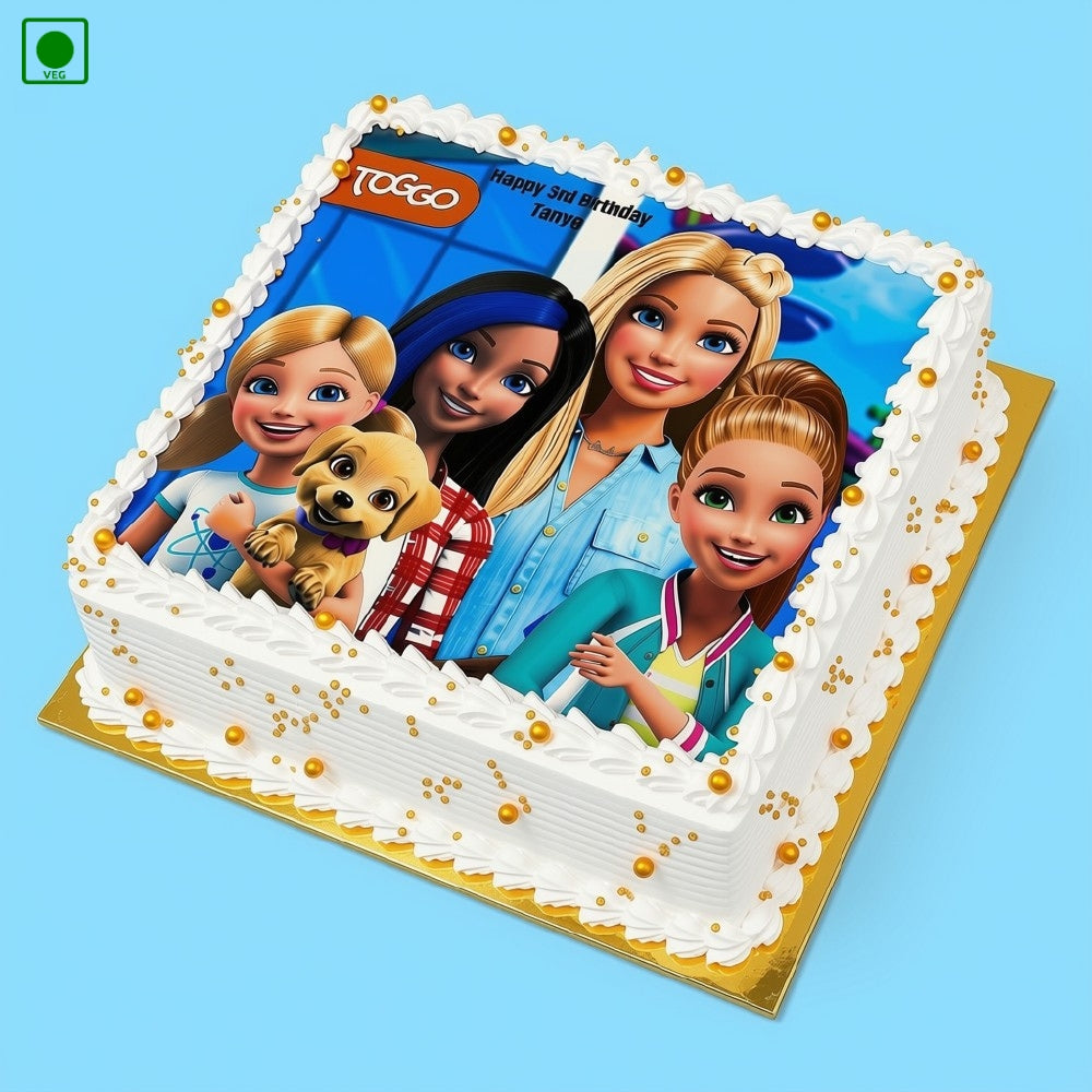 Barbie Family Square Poster Cake - Gurgaon, Delhi & Noida
