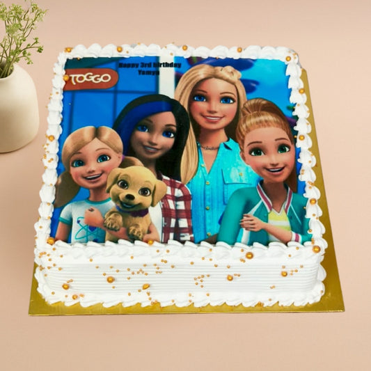 Barbie Family Square Poster Cake - Gurgaon & Delhi NCR | Cakofy