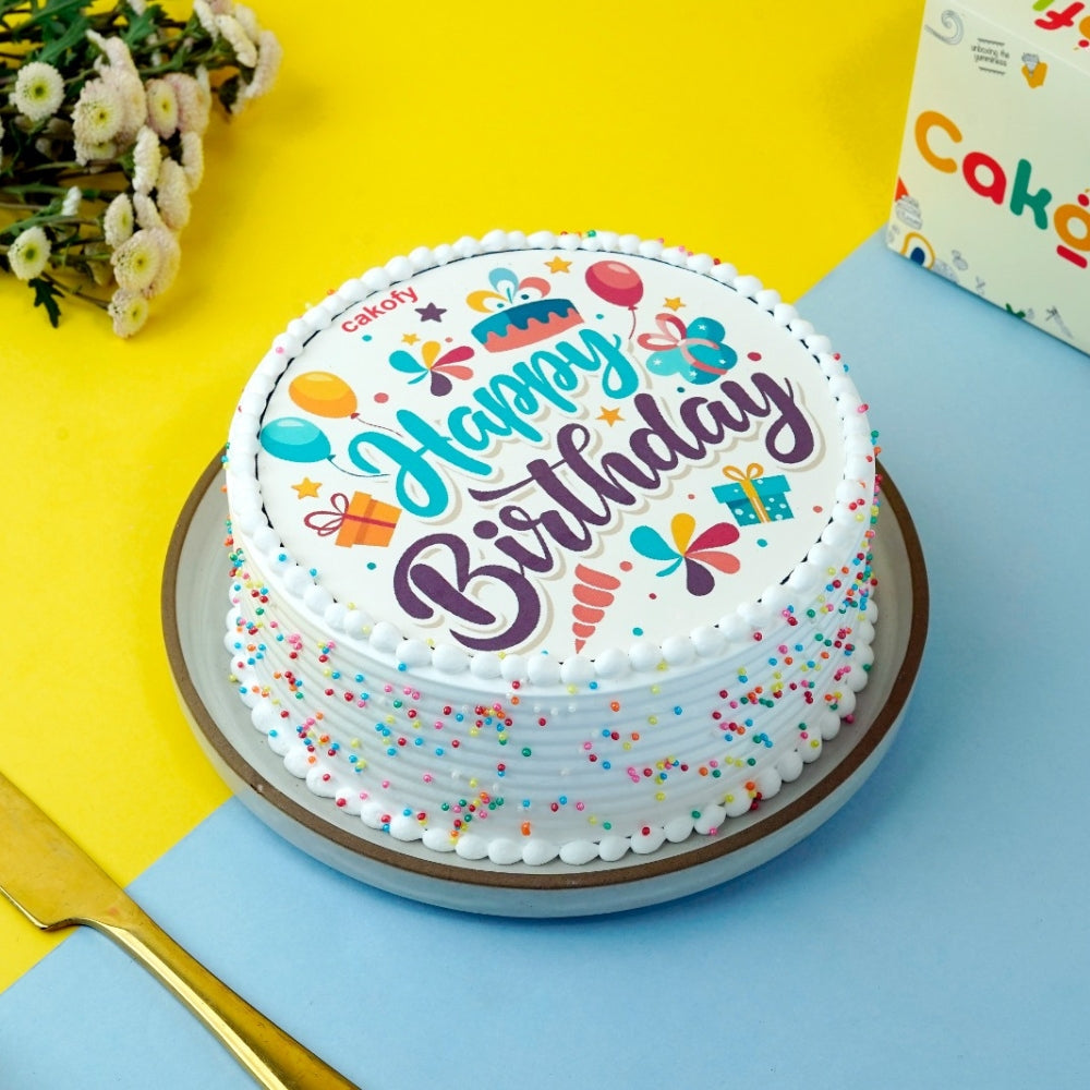 Birthday Blue Poster Cake - Gurgaon & Delhi NCR | Cakofy