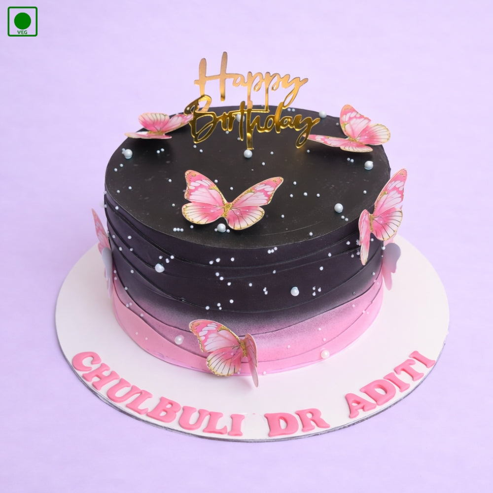 Black Pink Butterfly Cake - Gurgaon & Delhi NCR | Cakofy