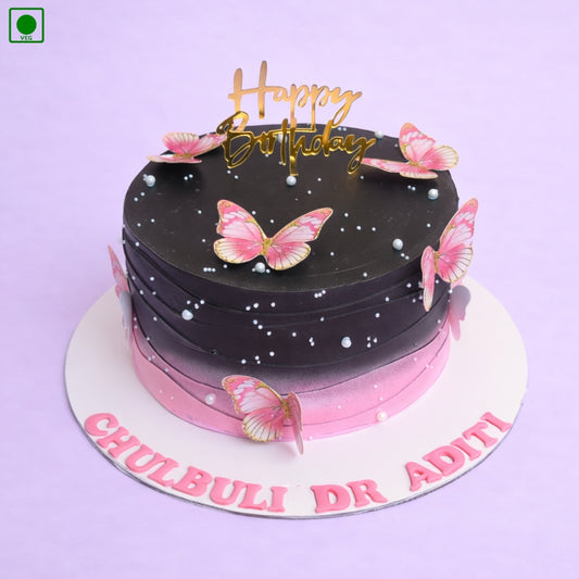 Black Pink Butterfly Cake - Gurgaon & Delhi NCR | Cakofy