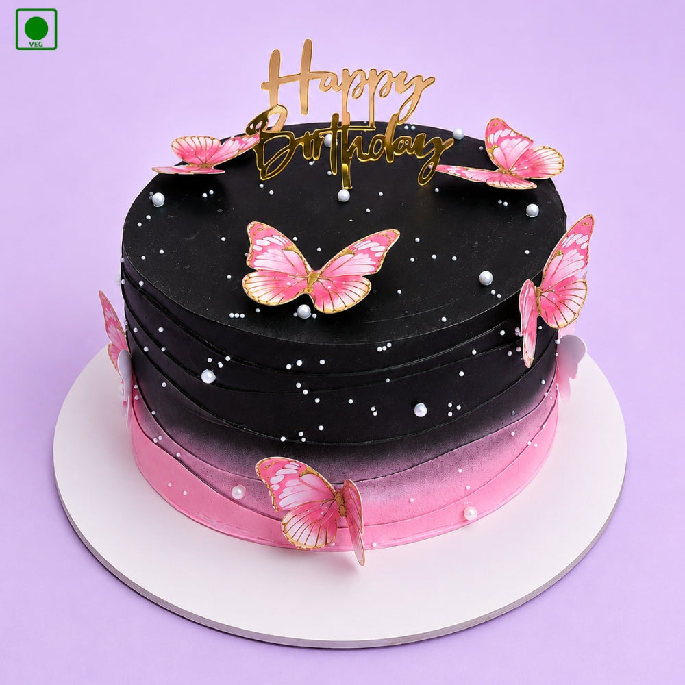 Black Pink Butterfly Cake - Gurgaon, Delhi & Noida