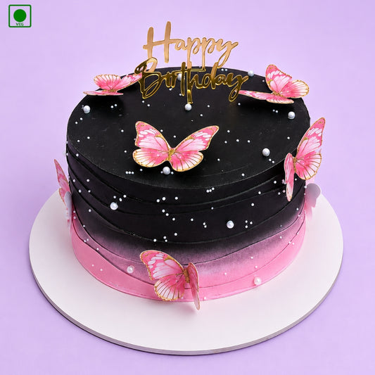 Black Pink Butterfly Cake - Gurgaon, Delhi & Noida