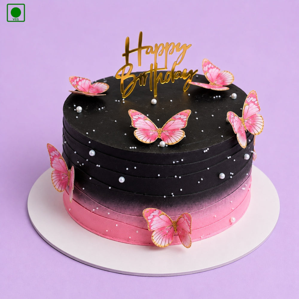 Black Pink Butterfly Cake - Gurgaon, Delhi & Noida