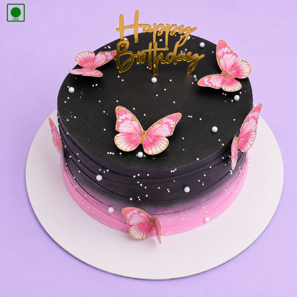 Black Pink Butterfly Cake - Gurgaon, Delhi & Noida