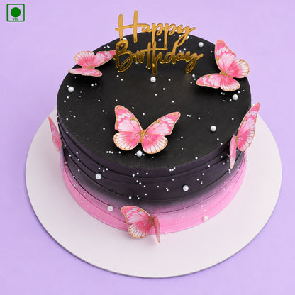 Black Pink Butterfly Cake - Gurgaon, Delhi & Noida