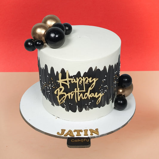 Black Theme Happy Birthday Cake - Gurgaon & Delhi NCR | Cakofy